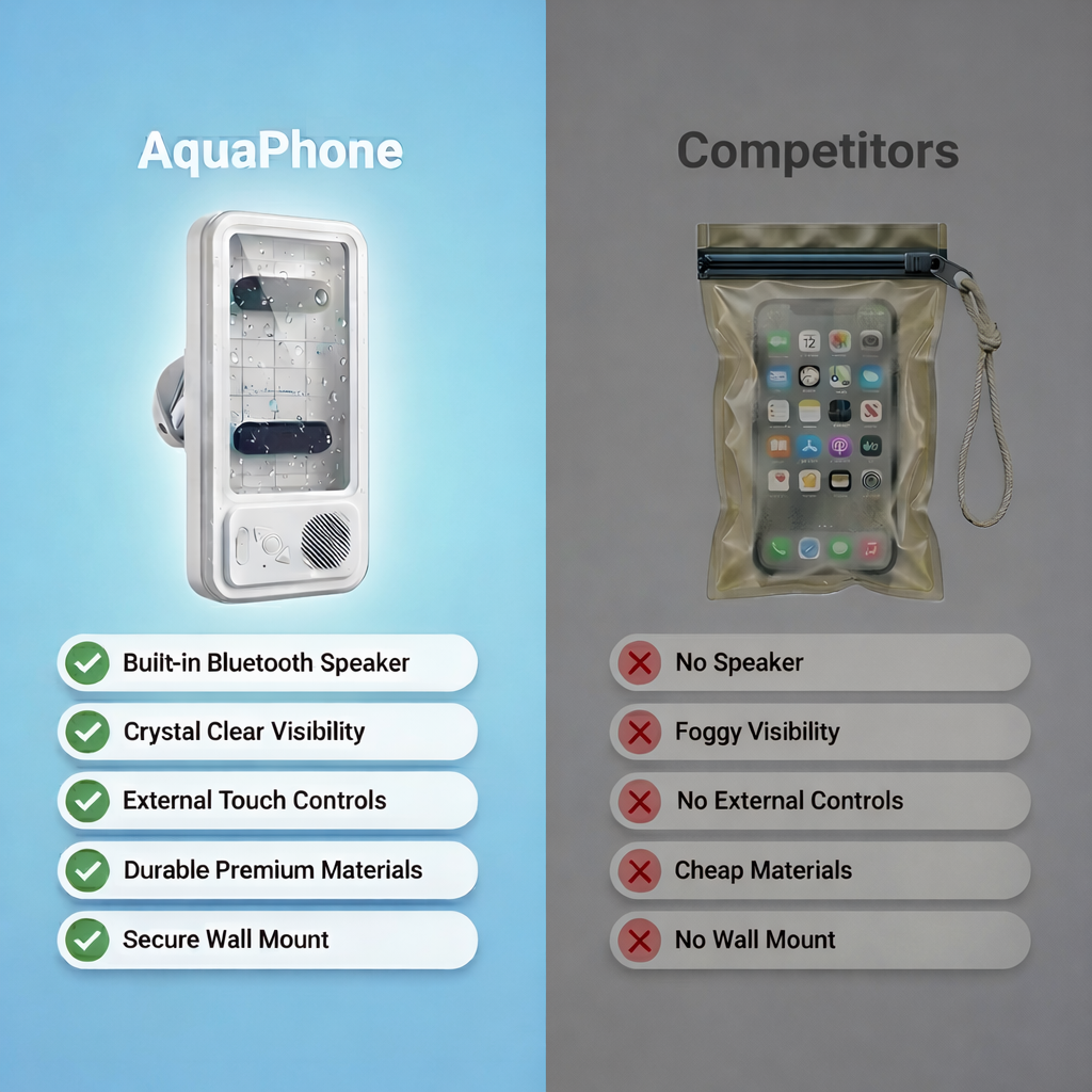 Waterproof Shower Phone Case for Clear Audio, Touchscreen Control, and Hands-Free Entertainment
