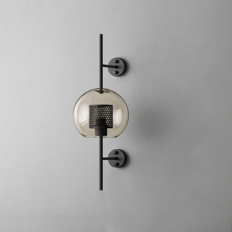 Nastavitelná skleněná nástěnná lampa s měděným povrchem pro moderní interiéry