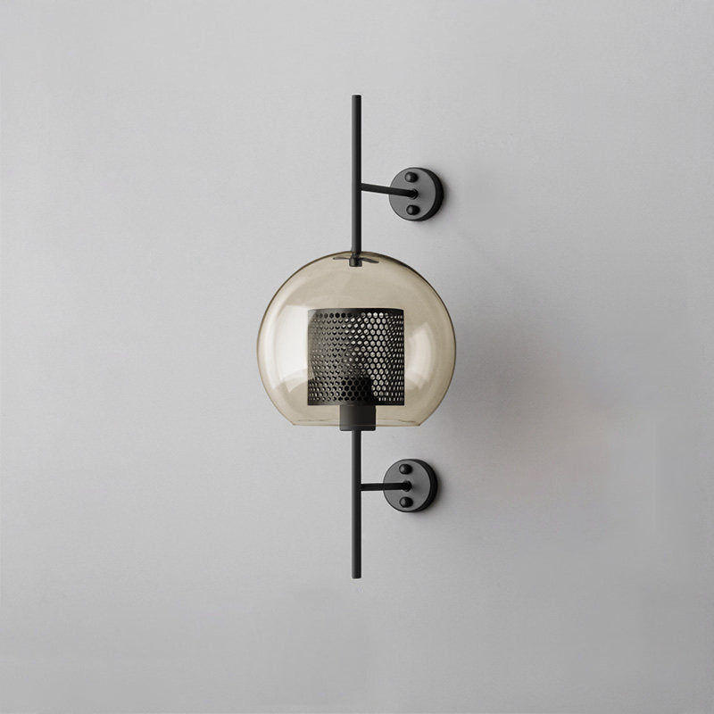 Nastavitelná skleněná nástěnná lampa s měděným povrchem pro moderní interiéry