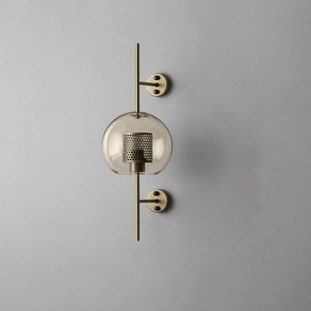 Nastavitelná skleněná nástěnná lampa s měděným povrchem pro moderní interiéry