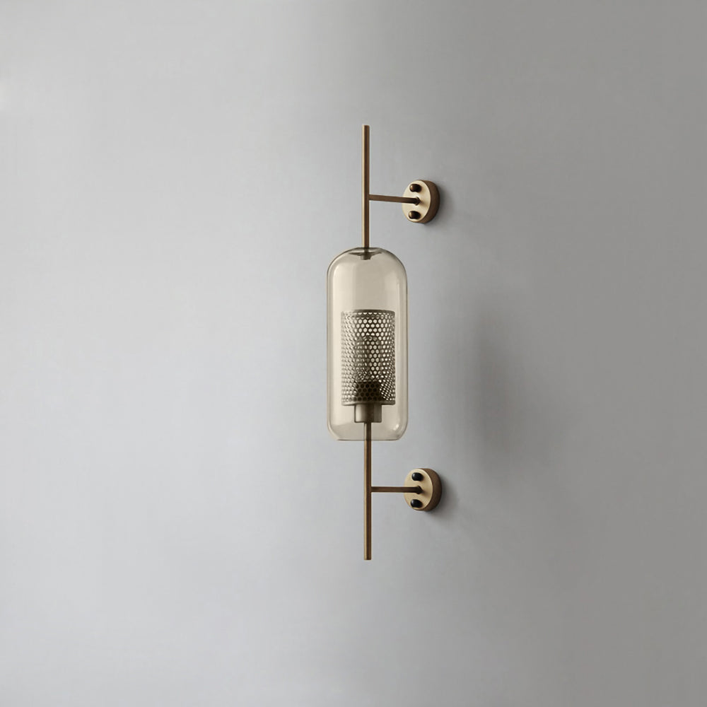 Nastavitelná skleněná nástěnná lampa s měděným povrchem pro moderní interiéry