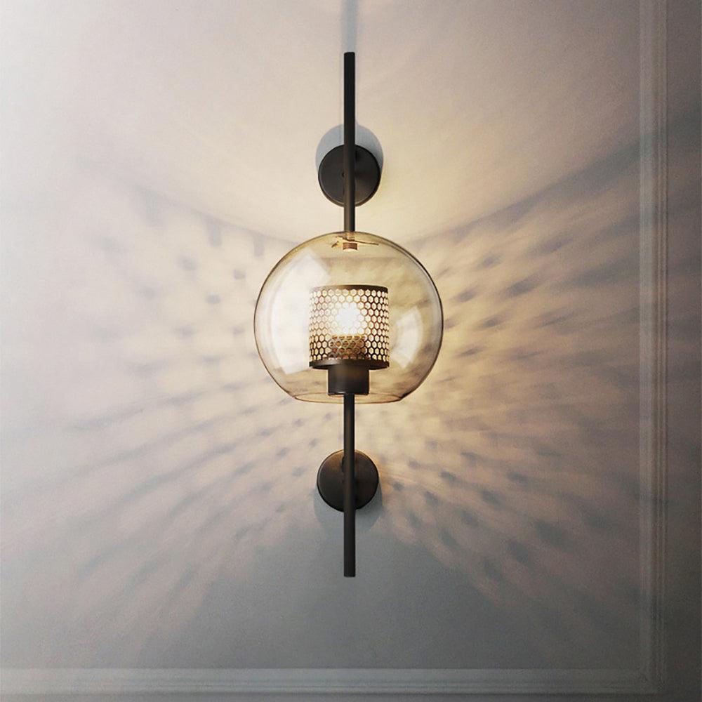 Nastavitelná skleněná nástěnná lampa s měděným povrchem pro moderní interiéry