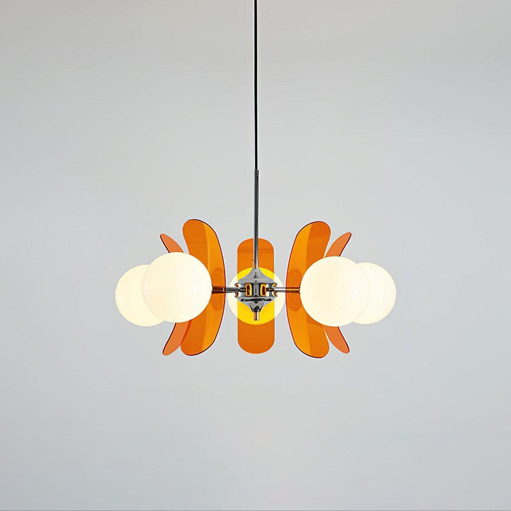 Elegant pendellampe med justerbar højde i jern og glas