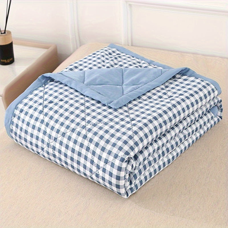 Chic Plaid Cooling Blanket — Lightweight Ultrasonic Quilted Layers