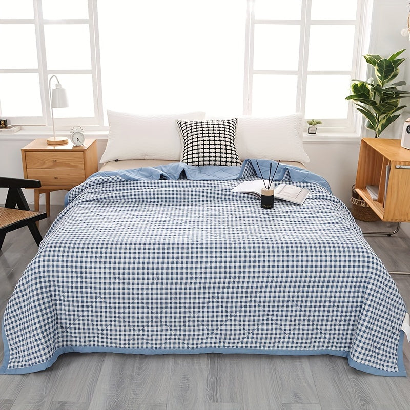Chic Plaid Cooling Blanket — Lightweight Ultrasonic Quilted Layers
