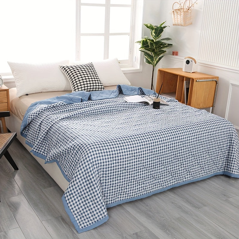Chic Plaid Cooling Blanket — Lightweight Ultrasonic Quilted Layers