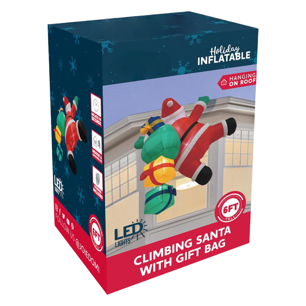 Decorazione natalizia gonfiabile con Babbo Natale arrampicatore illuminato