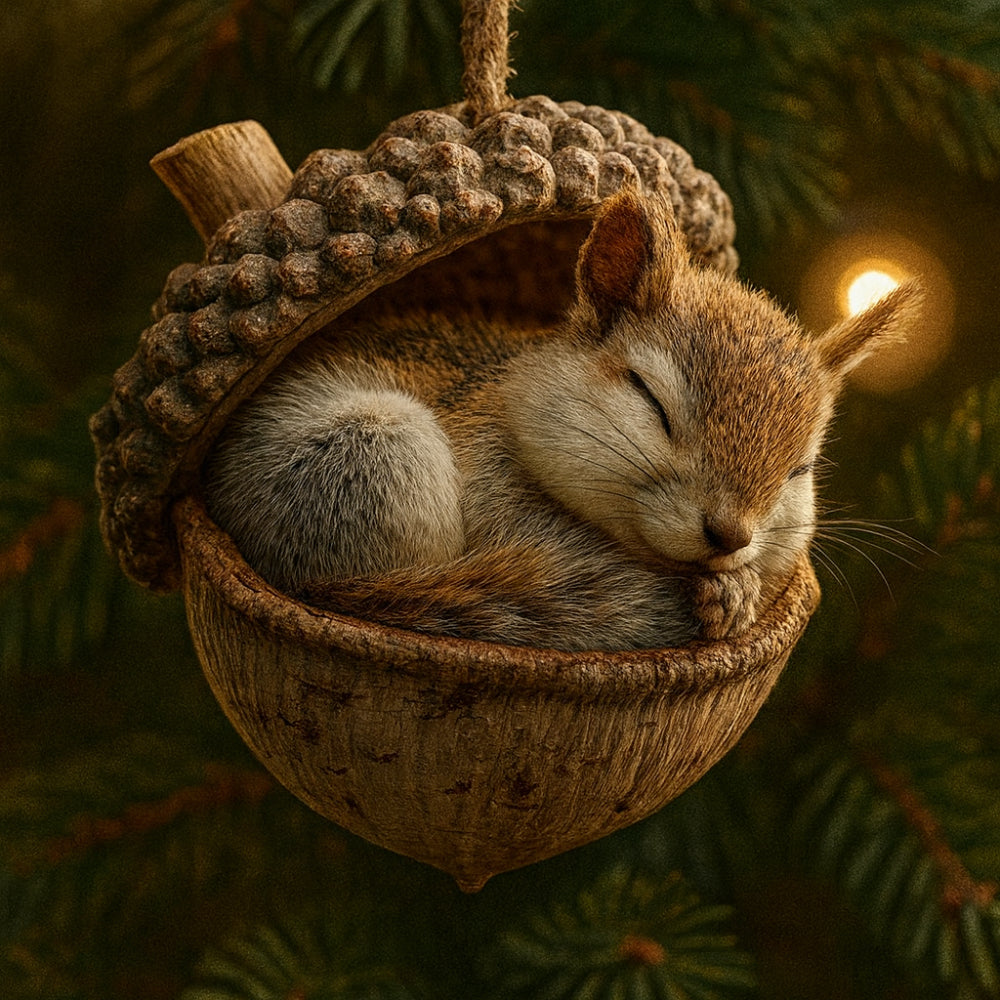 Christmas Ornaments Woodland Animal Acorn Tree Decor | Meowbutter