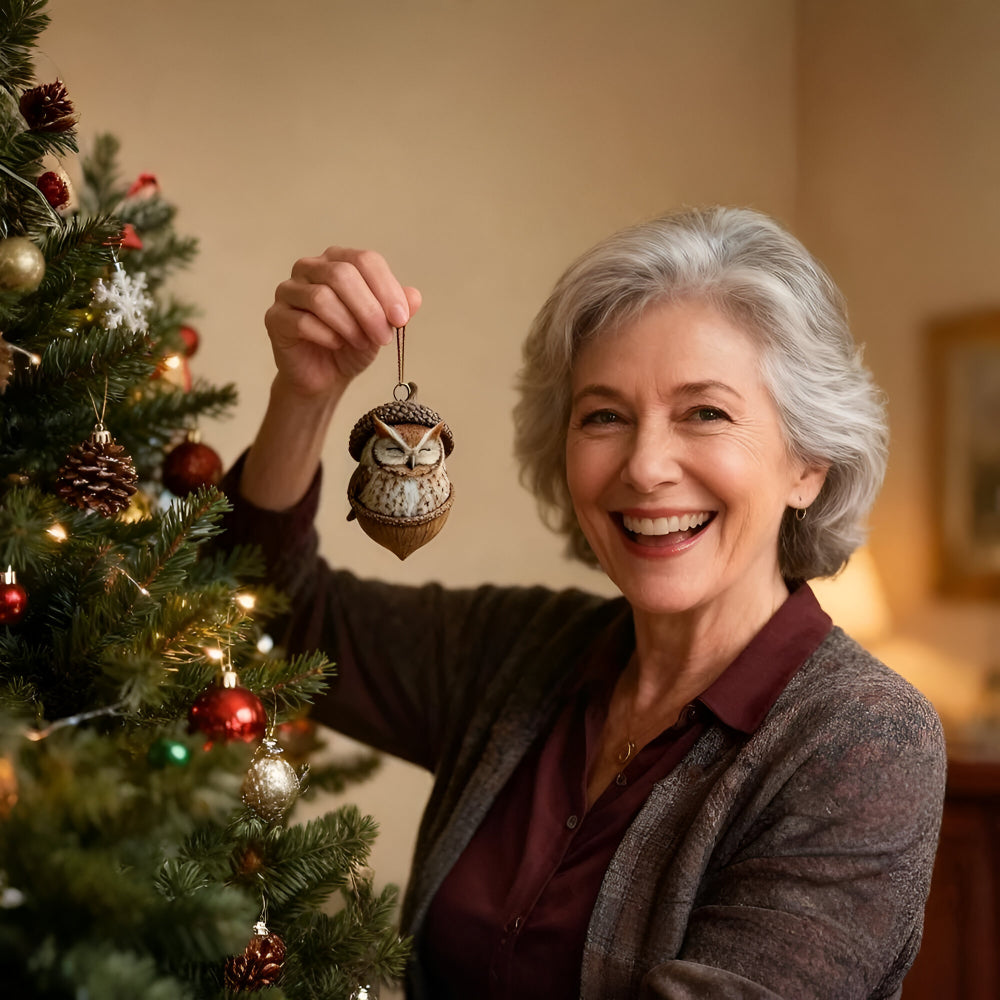 Christmas Ornaments Woodland Animal Acorn Tree Decor | Meowbutter
