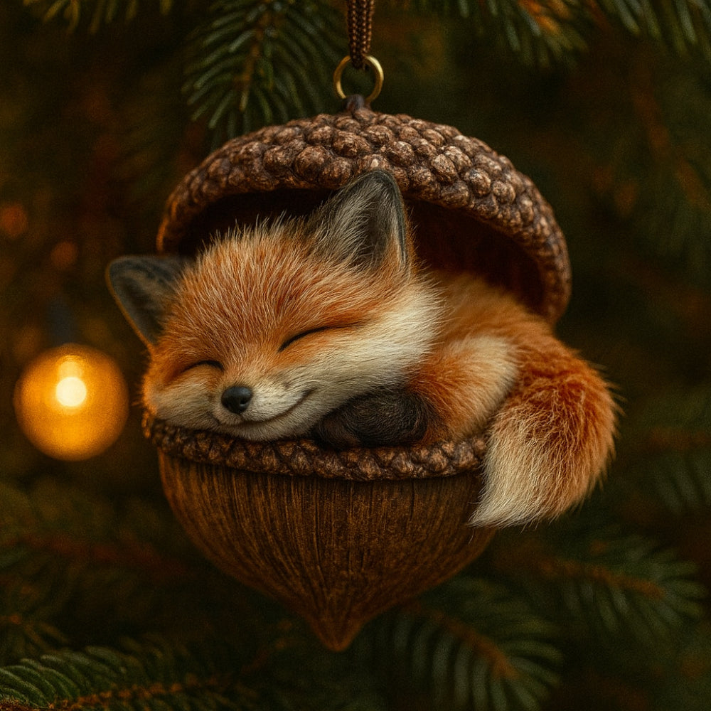 Christmas Ornaments Woodland Animal Acorn Tree Decor | Meowbutter