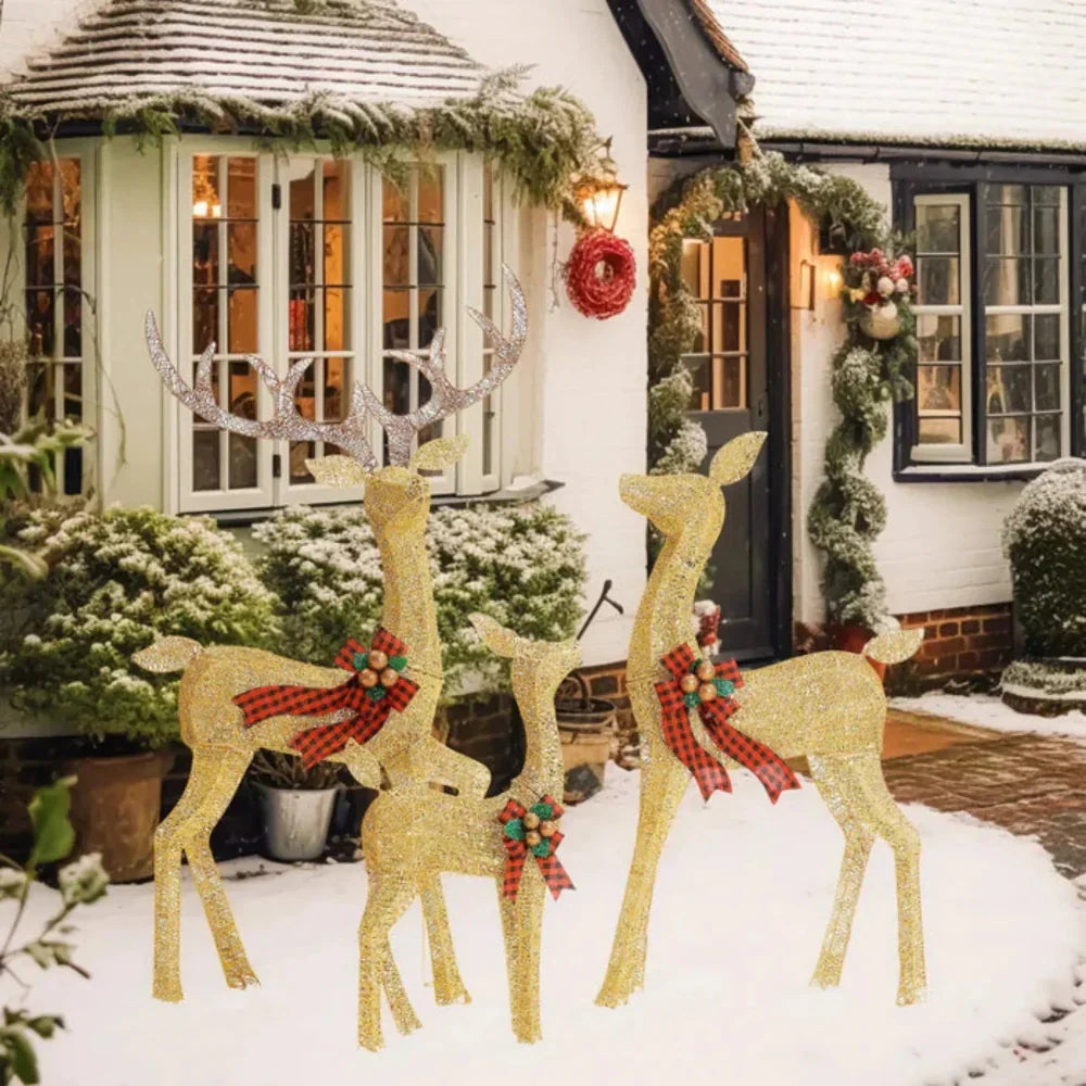 LED Reindeer Garden Figure Set — 3-Pack Outdoor Christmas Lights