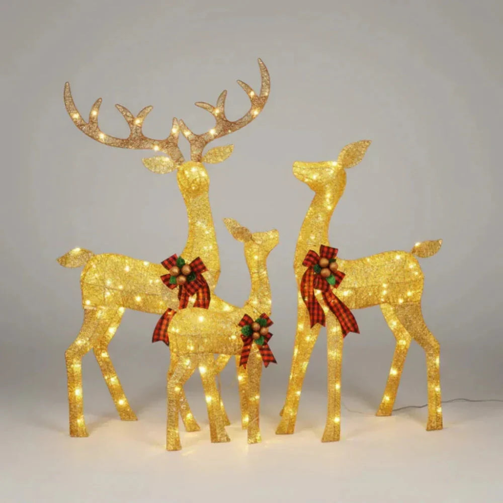 LED Reindeer Garden Figure Set — 3-Pack Outdoor Christmas Lights