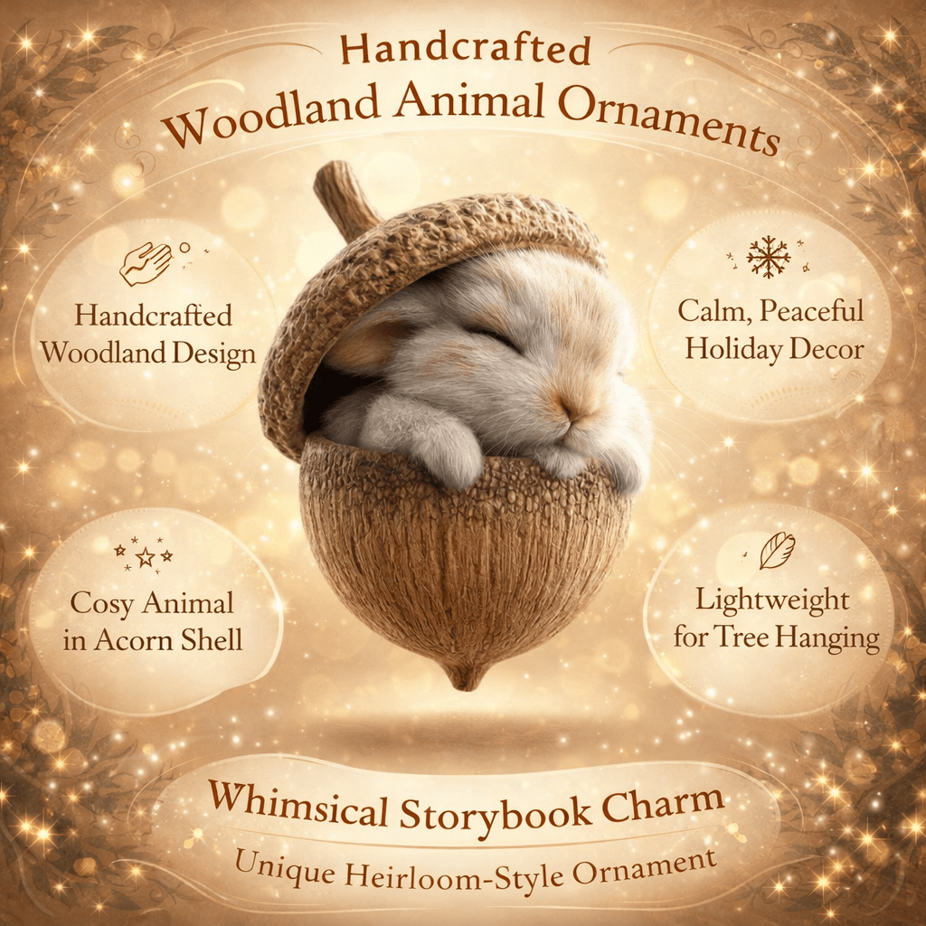 Christmas Tree Ornaments Handcrafted Woodland Animal Acorn Decorations | Meowbutter