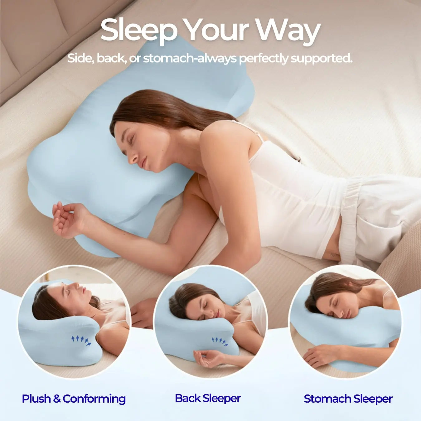 Cloud Alignment Pillow — állítható töltetrendszer, kétmagasságú kialakítás