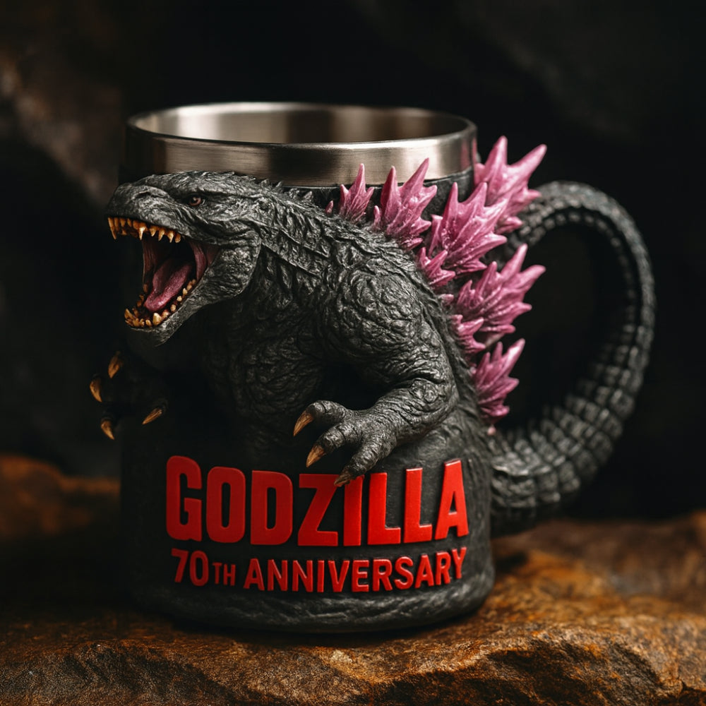 Taza de café de cerámica con monstruo — Intrincado tallado en relieve 3D
