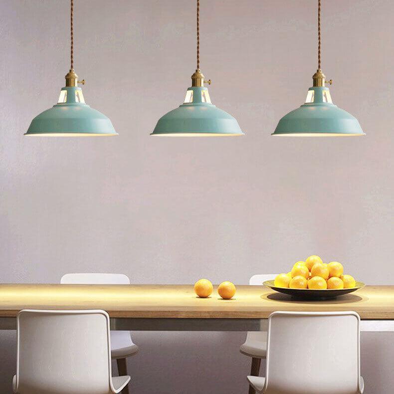 Colorful Industrial Pendant Light With Adjustable Height Metal Barn Shade