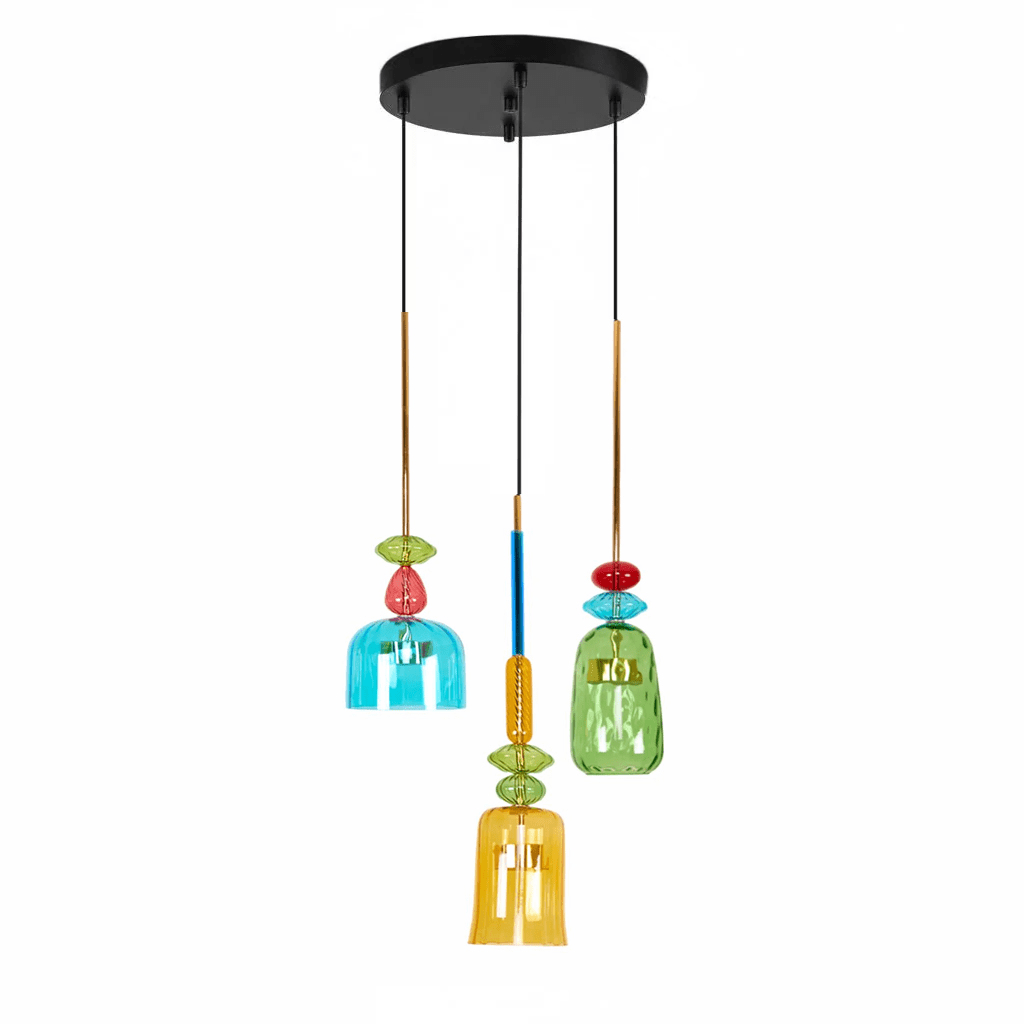 Colorful Stained Glass Pendant Light With Adjustable Height