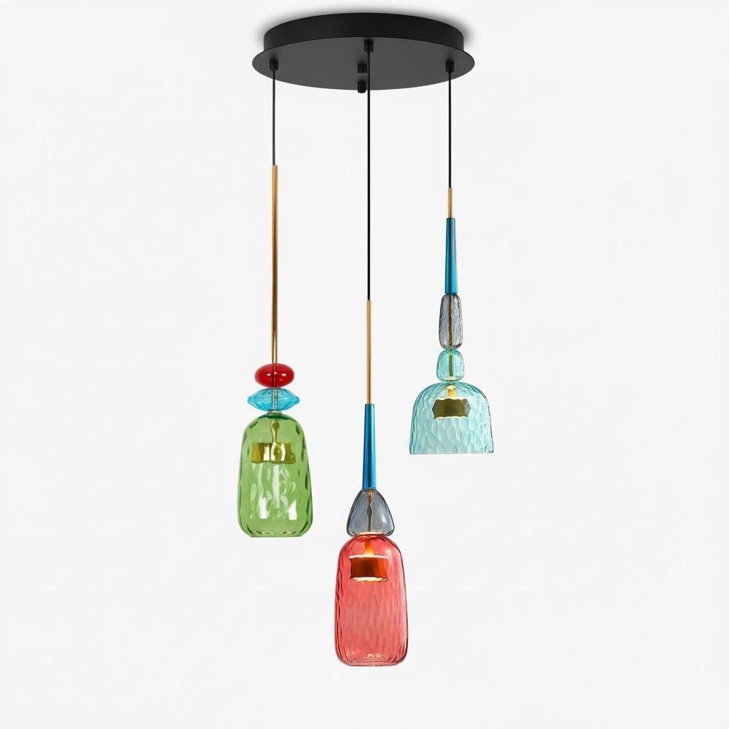Colorful Stained Glass Pendant Light With Adjustable Height