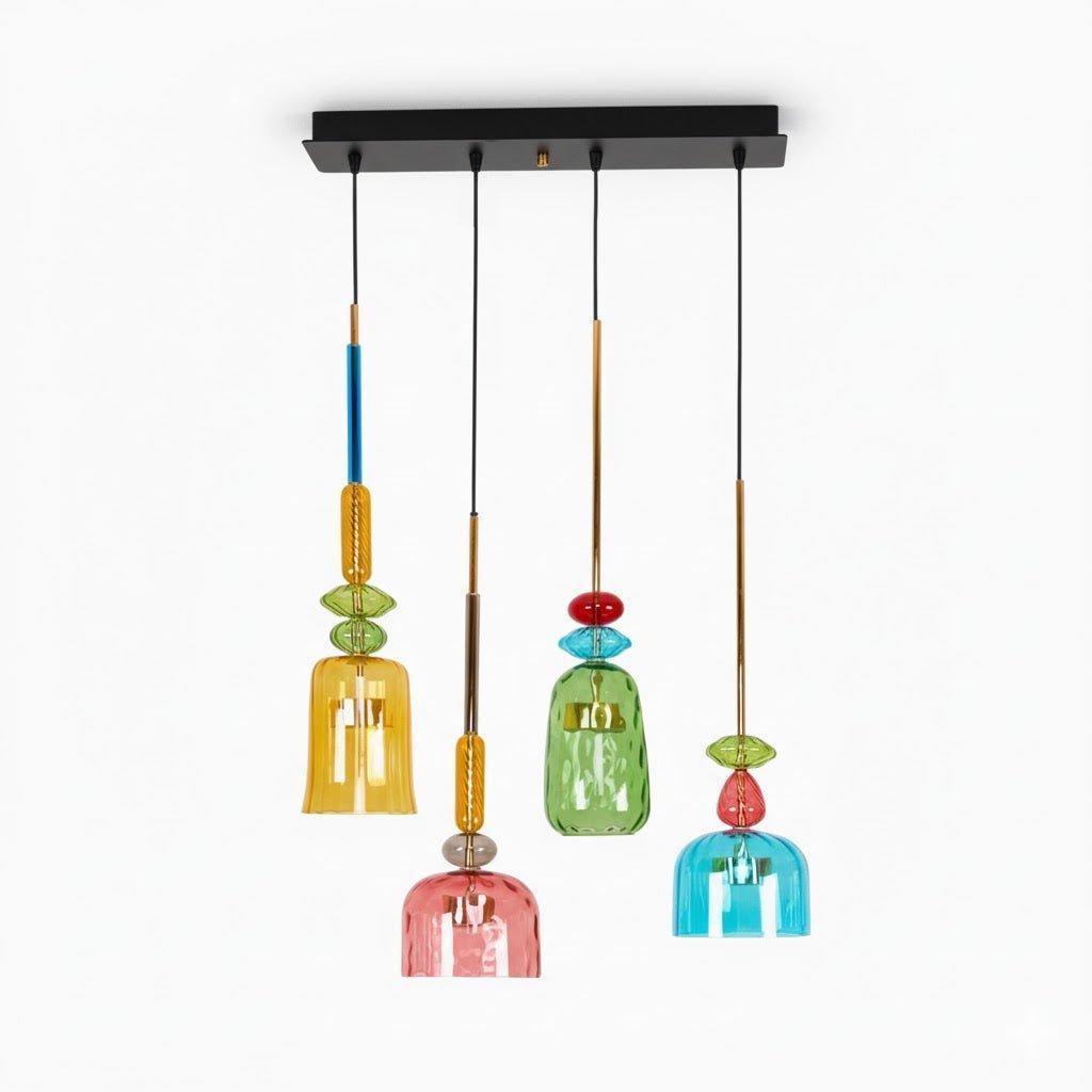 Colorful Stained Glass Pendant Light With Adjustable Height
