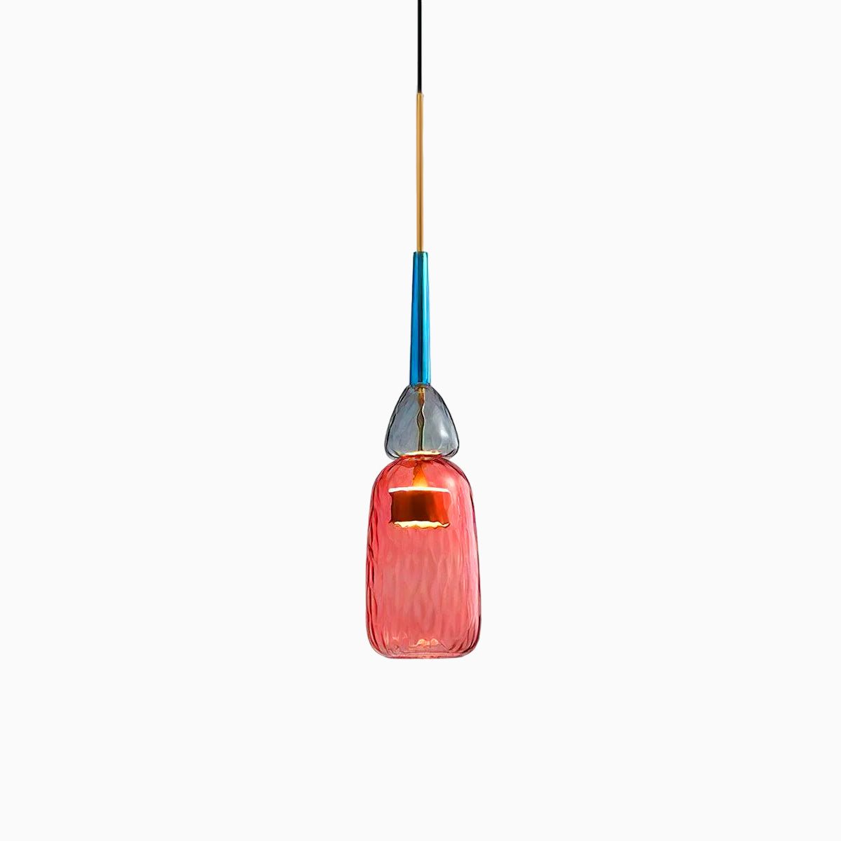 Colorful Stained Glass Pendant Light With Adjustable Height
