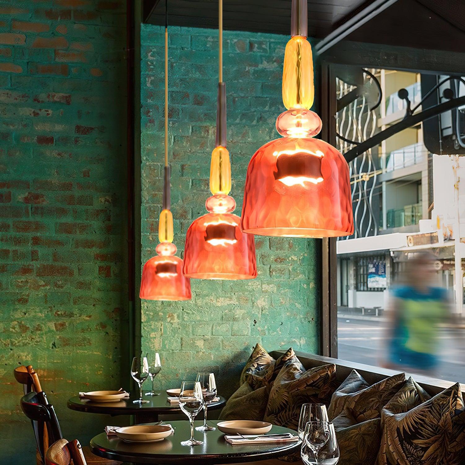 Colorful Stained Glass Pendant Light With Adjustable Height