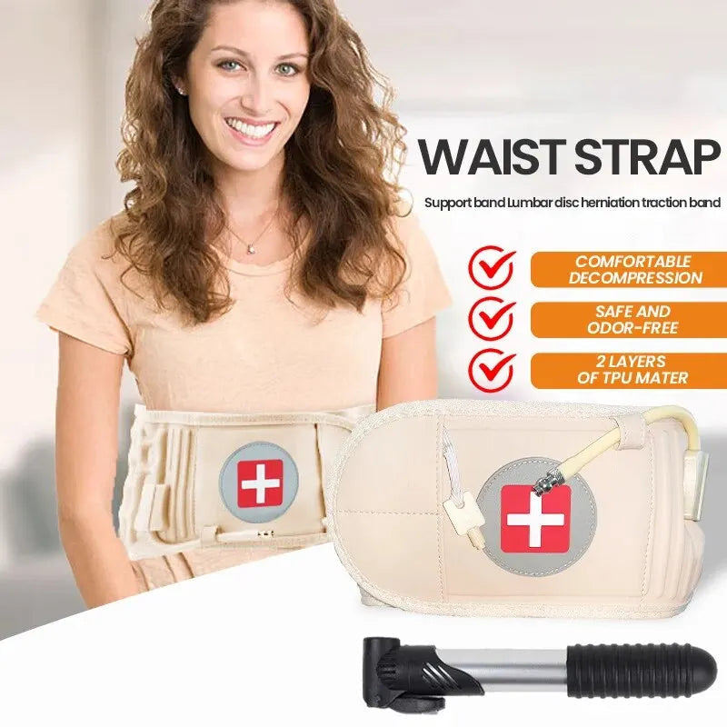 ComfortEase Inflatable Lumbar Belt — Heating, Vibration, Adjustable Fit & Included Air Pump