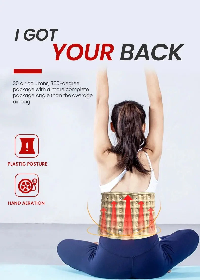 ComfortEase Inflatable Lumbar Belt — Heating, Vibration, Adjustable Fit & Included Air Pump