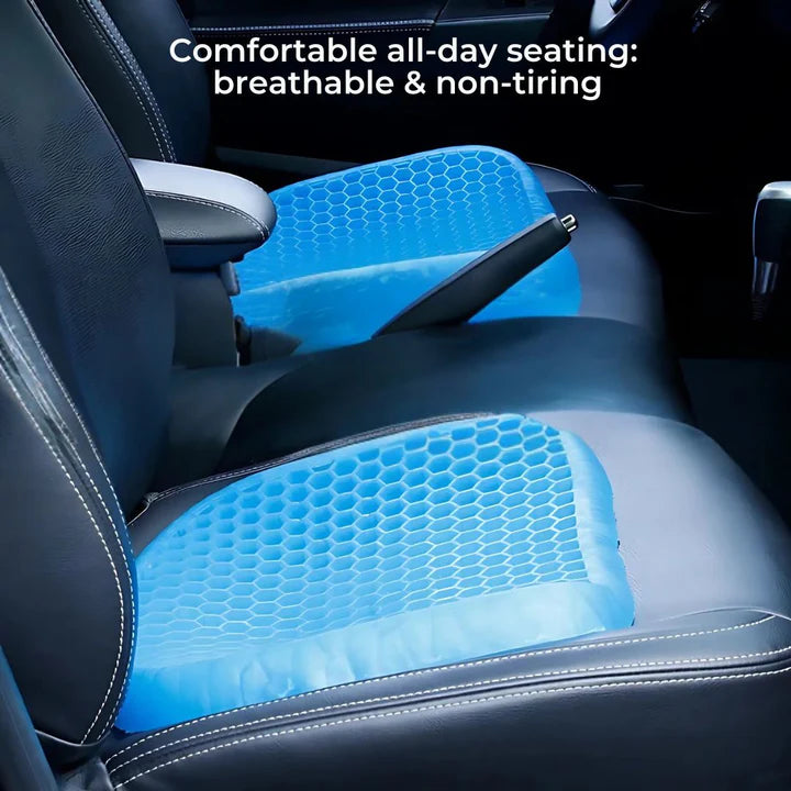 وسادة جل ComfortLift — دعم تقويمي، تصميم خلية نحل، 500 قناة لتخفيف الضغط، شكل محدب