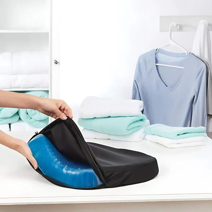 وسادة جل ComfortLift — دعم تقويمي، تصميم خلية نحل، 500 قناة لتخفيف الضغط، شكل محدب