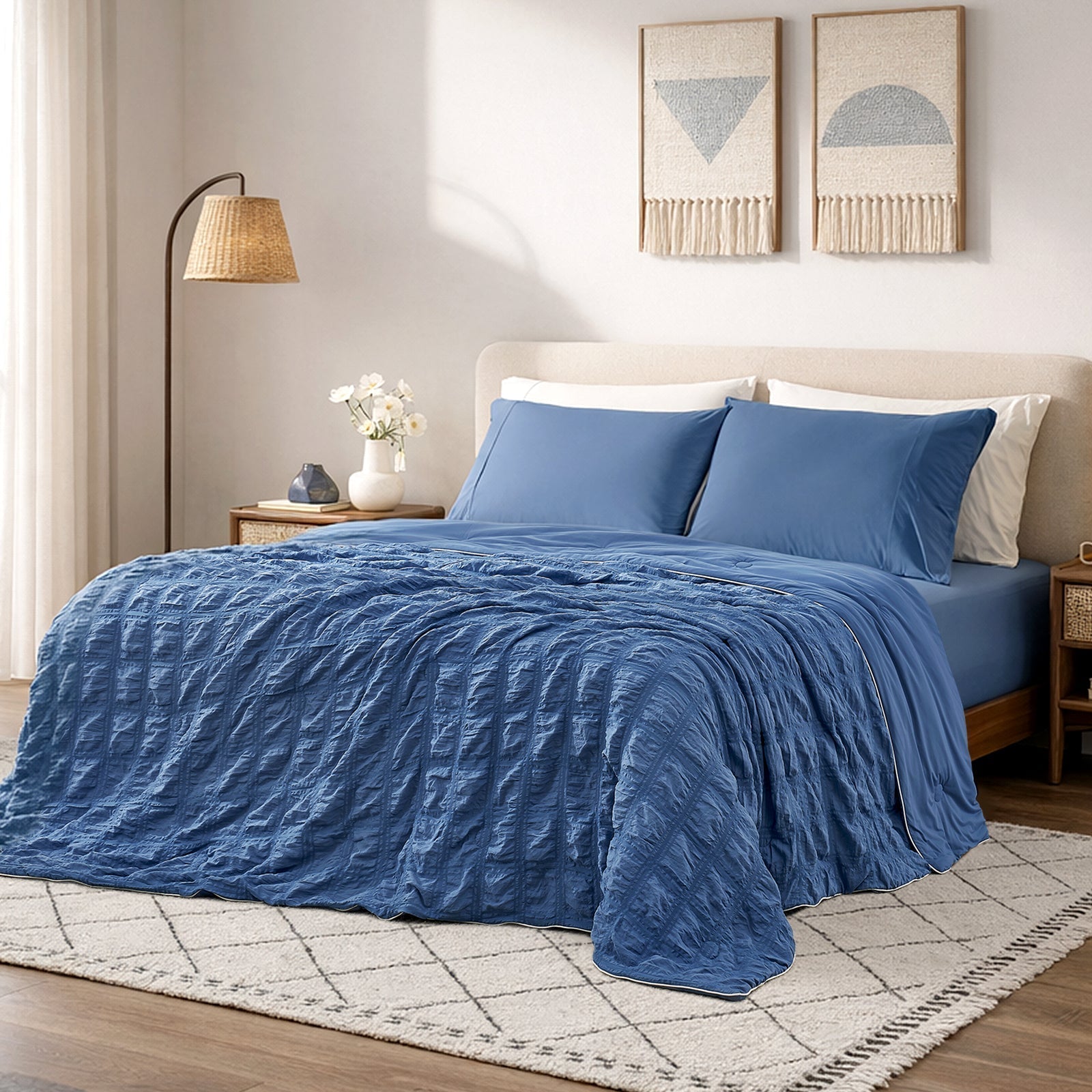 Edredón refrescante de la colección Comfort — tejido seersucker ligero con textura y trama abierta