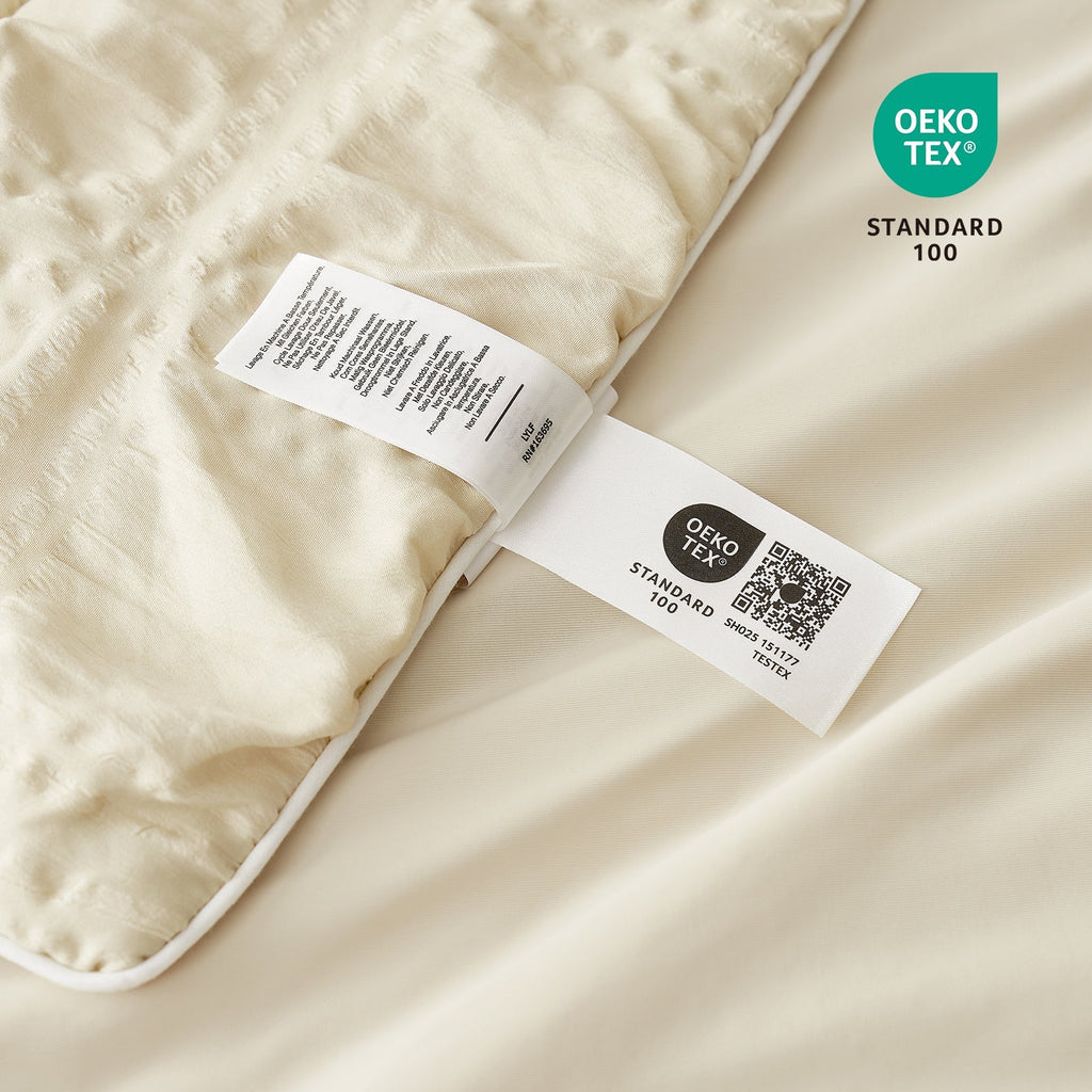 Edredón refrescante de la colección Comfort — tejido seersucker ligero con textura y trama abierta