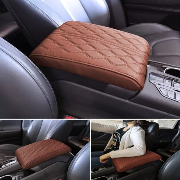 Comfort Drive Leather Armrest Cushion — Dense Memory Foam Console Rest