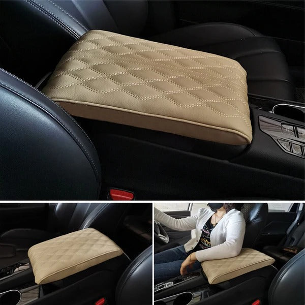 Comfort Drive Leather Armrest Cushion — Dense Memory Foam Console Rest