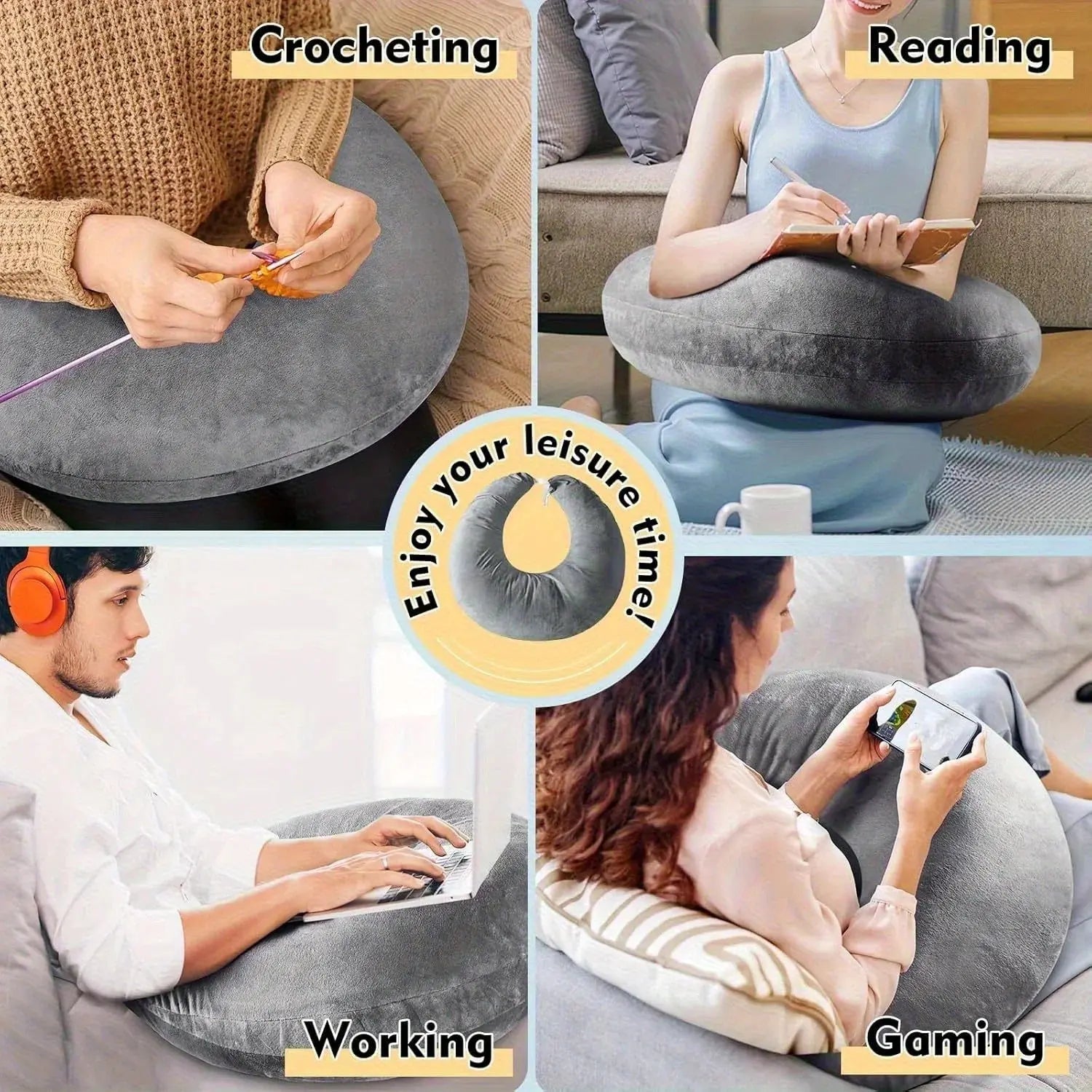 Ergonomický zádový polštář Comfort Haven ve tvaru U s integrovanou opěrkou paží
