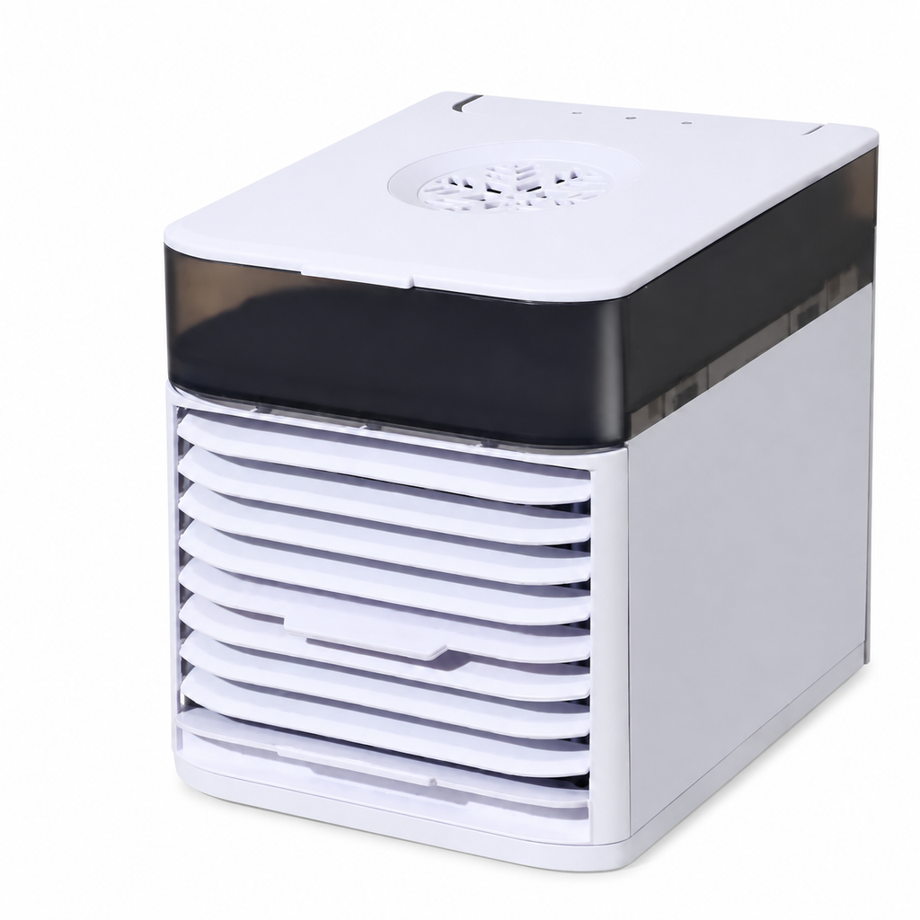 12V Portable Evaporative Car Cooler Fan — Compact Square Chassis, Fast Cabin Cooling