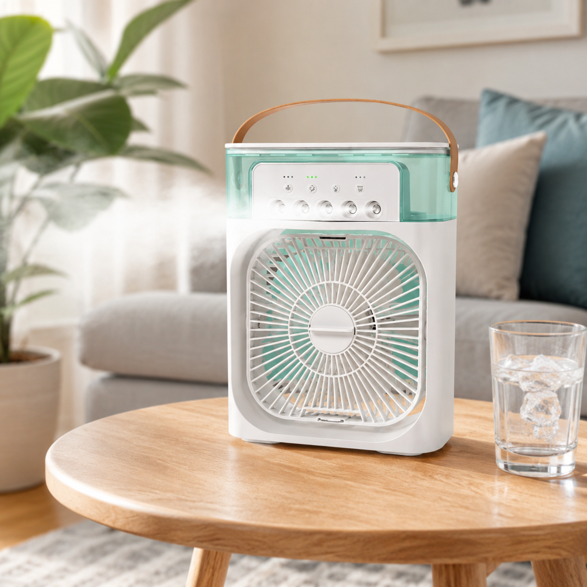 Enfriador de aire compacto — Ventilador de enfriamiento evaporativo, control remoto incluido