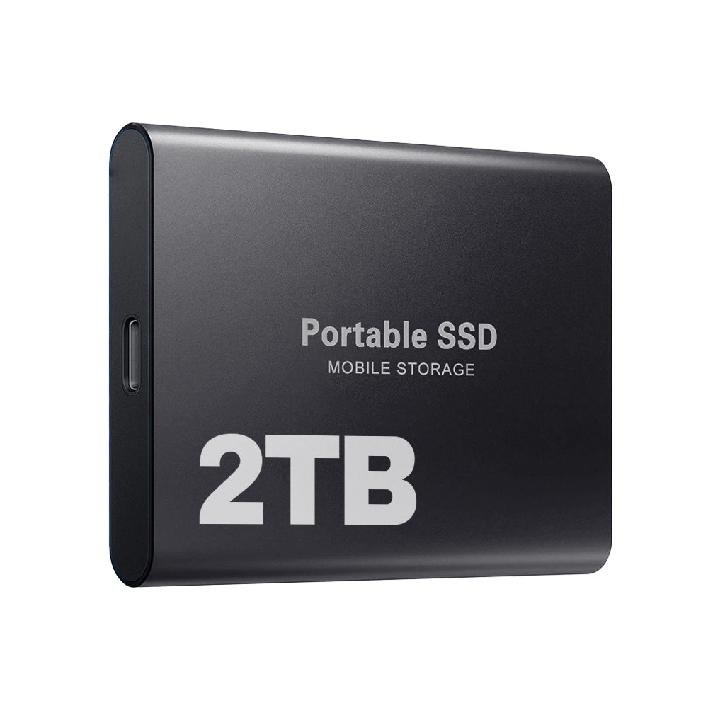 SSD portabil compact de 2 TB — interfață USB standard, viteze rapide de citire și scriere