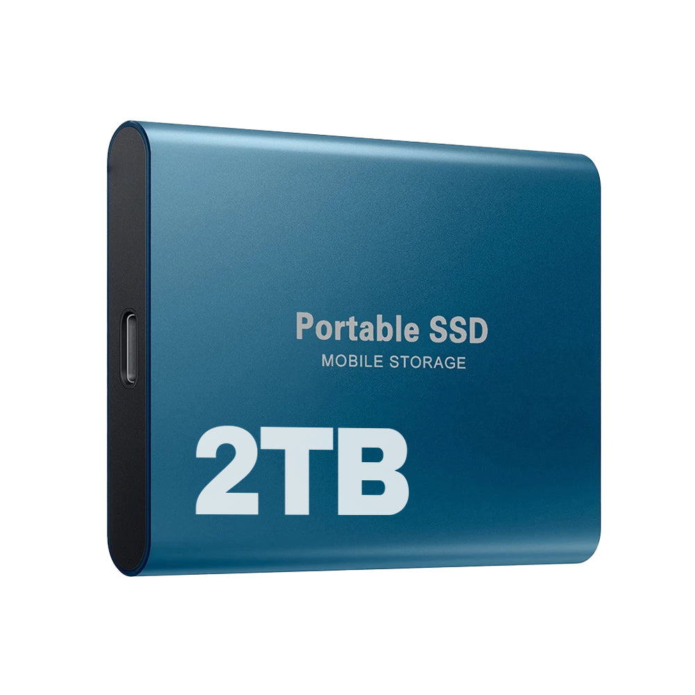 SSD portabil compact de 2 TB — interfață USB standard, viteze rapide de citire și scriere