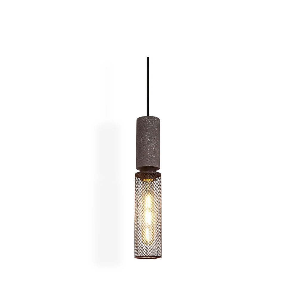 Lámpara colgante industrial de hormigón — Malla metálica cortada con láser, LED