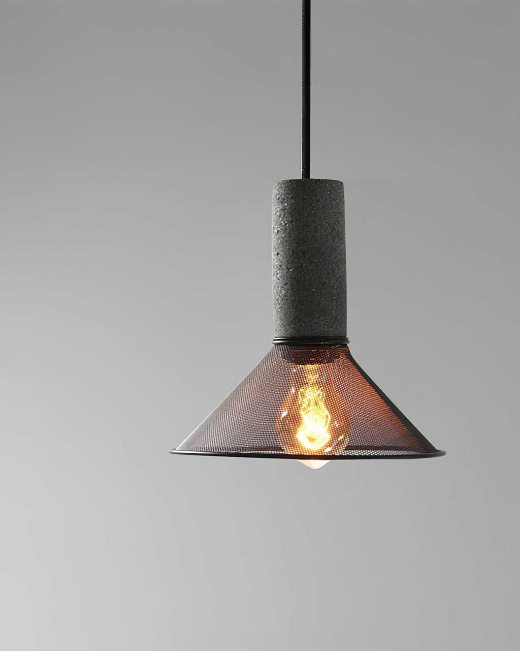 Lámpara colgante industrial de hormigón — Malla metálica cortada con láser, LED