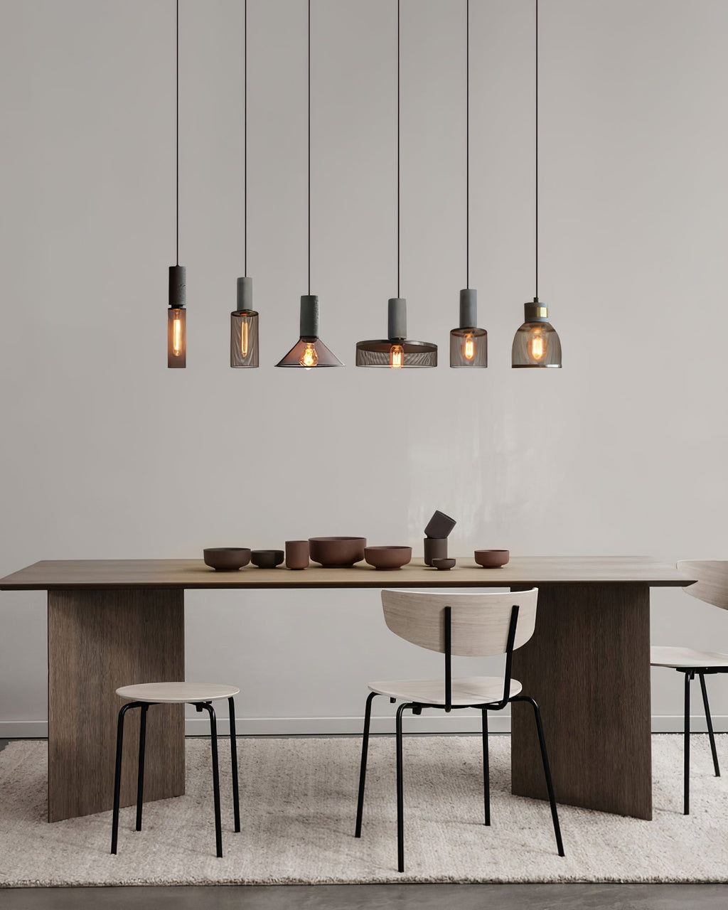Lámpara colgante industrial de hormigón — Malla metálica cortada con láser, LED
