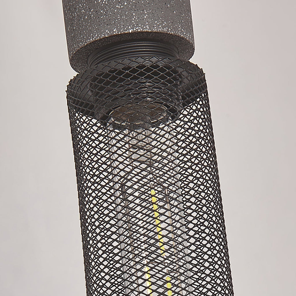 Lámpara colgante industrial de hormigón — Malla metálica cortada con láser, LED
