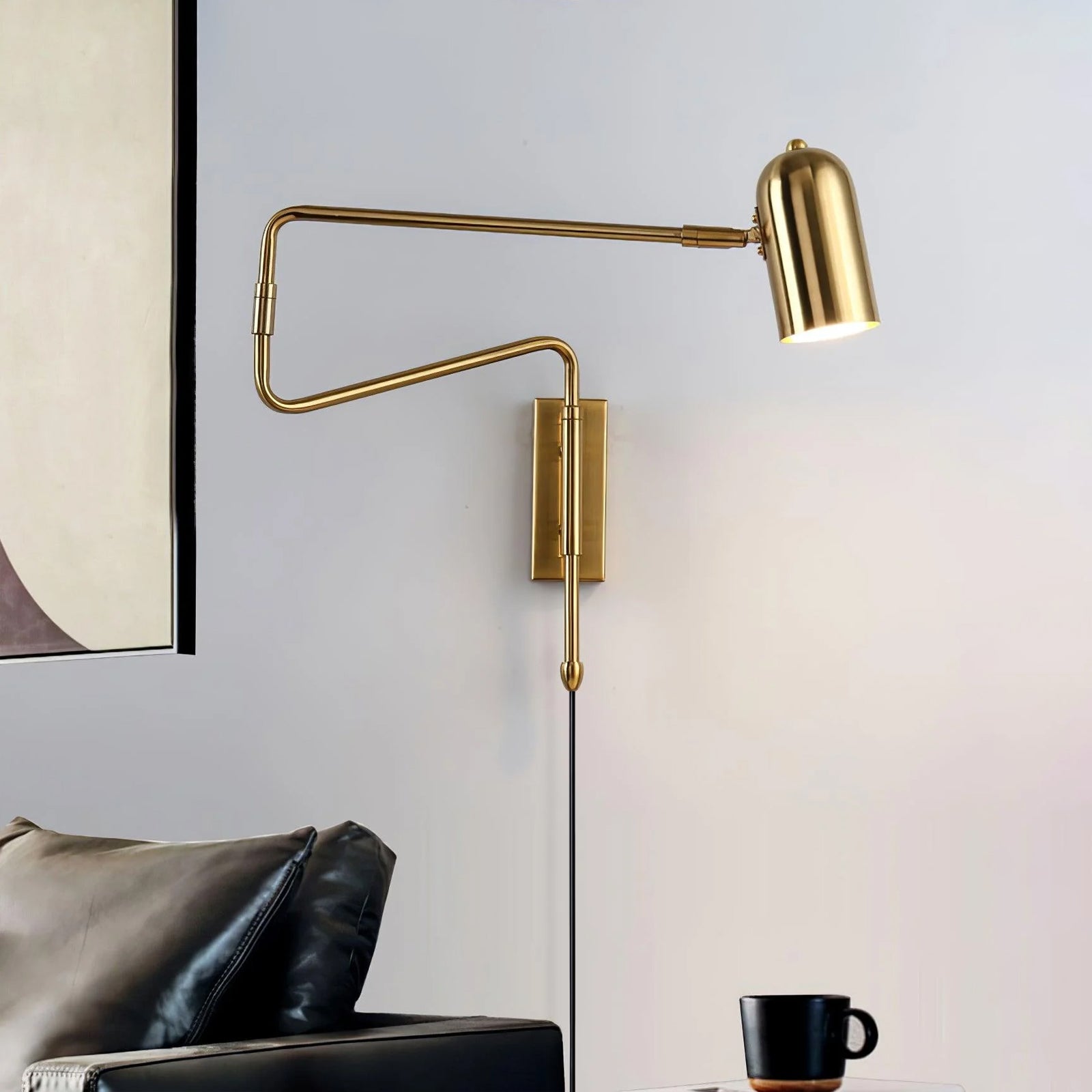 Contemporary Wall Light With Adjustable Arm, LED, Black Gold Finish