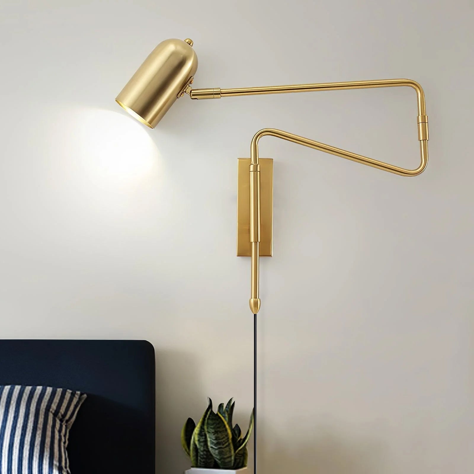 Contemporary Wall Light With Adjustable Arm, LED, Black Gold Finish