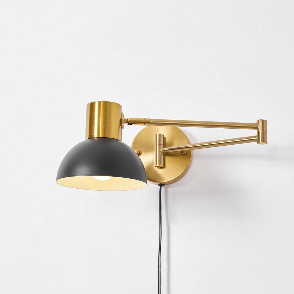 Contemporary Wall Light With Adjustable Arm, LED, Black Gold Finish