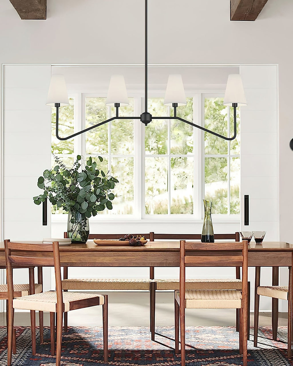 Lámpara de araña de latón con cuatro luces y altura ajustable, diseño moderno
