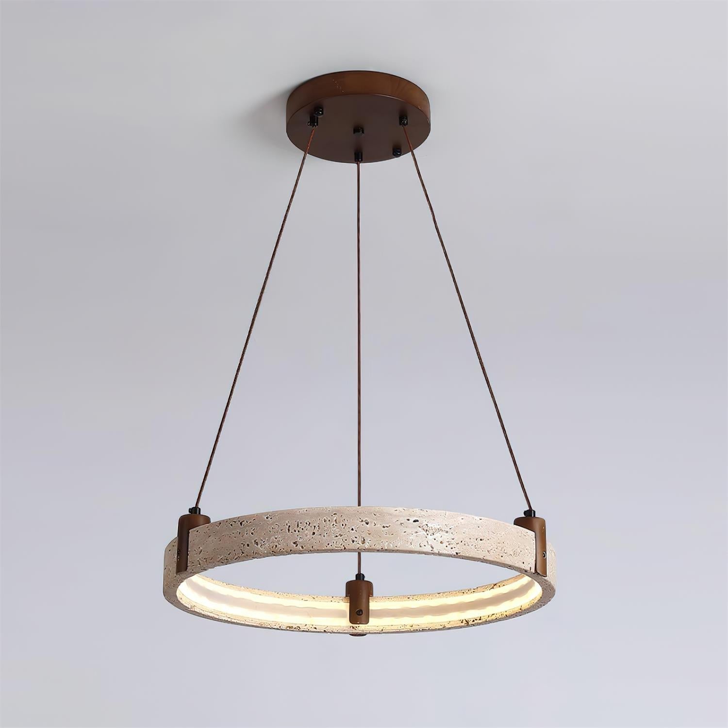 Lustre contemporain en travertin jaune avec hauteur réglable