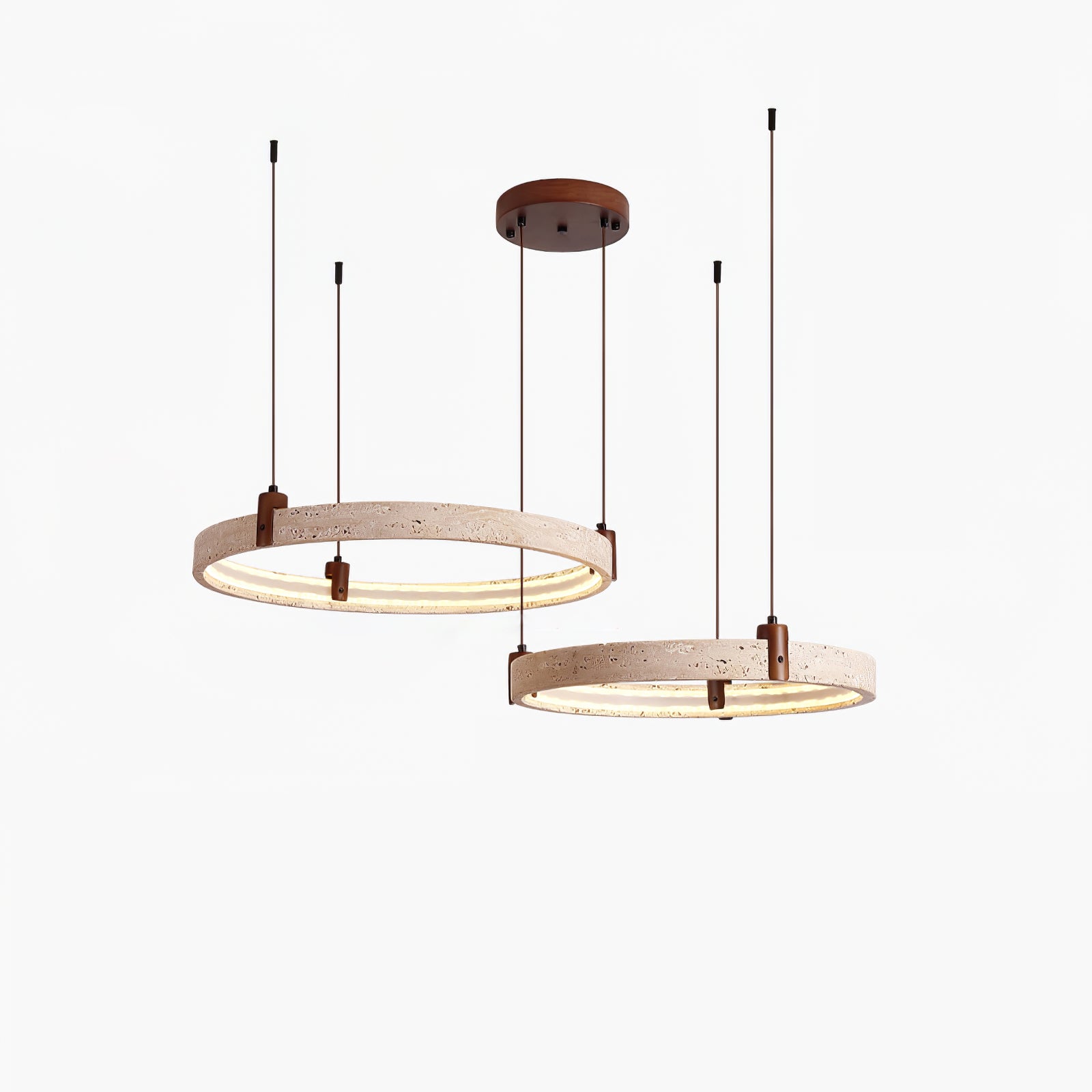 Lustre contemporain en travertin jaune avec hauteur réglable