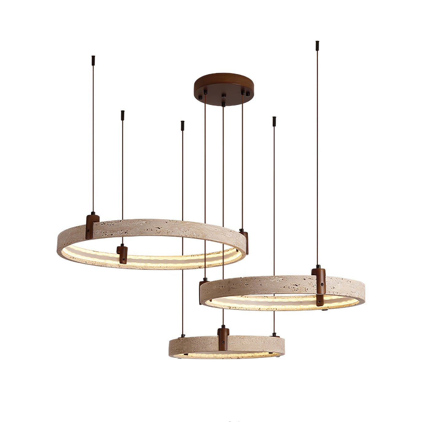 Lustre contemporain en travertin jaune avec hauteur réglable