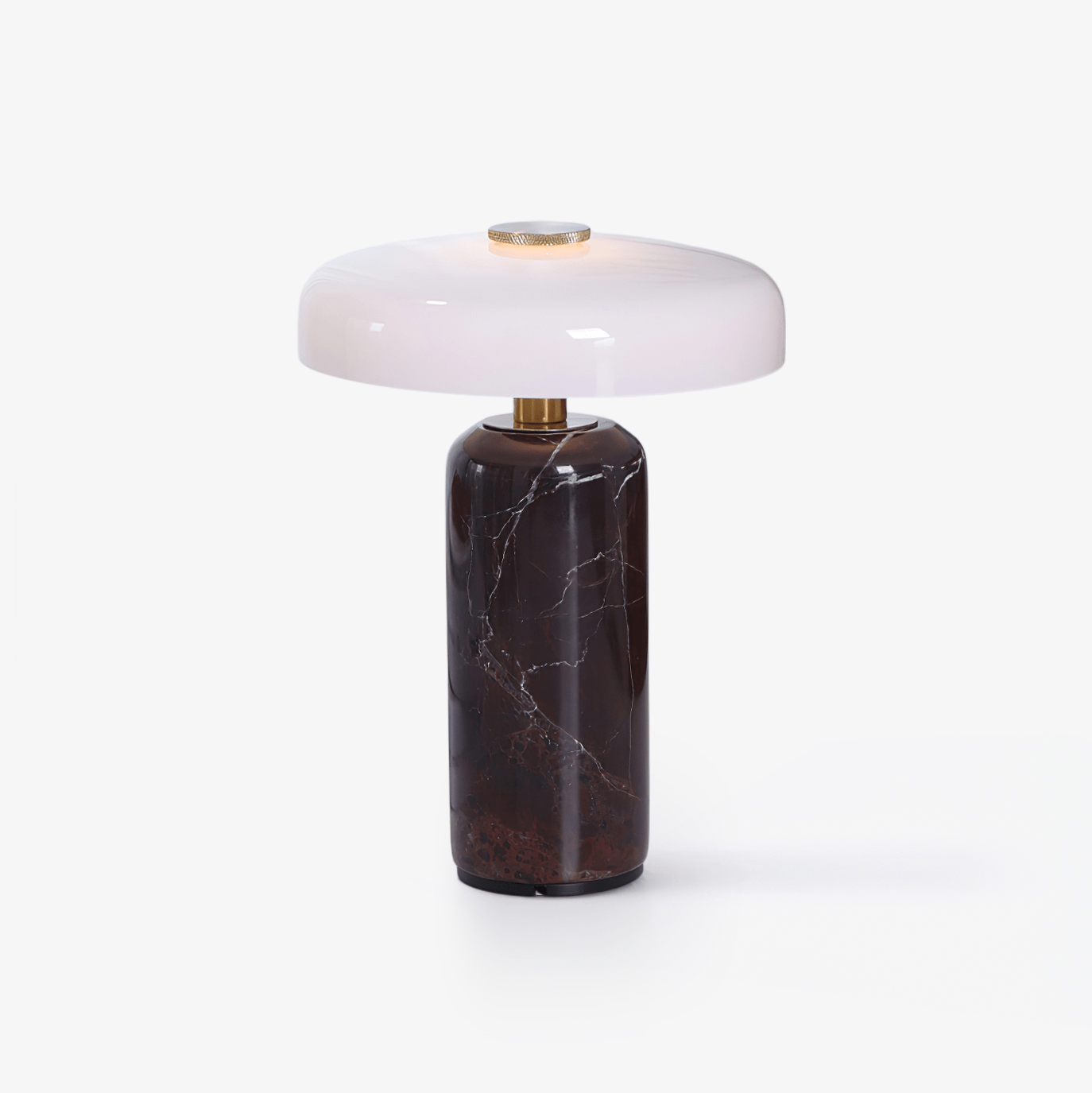 Stolní lampa Opaline s odstínem, mramorová, bezdrátová, bílý povrch